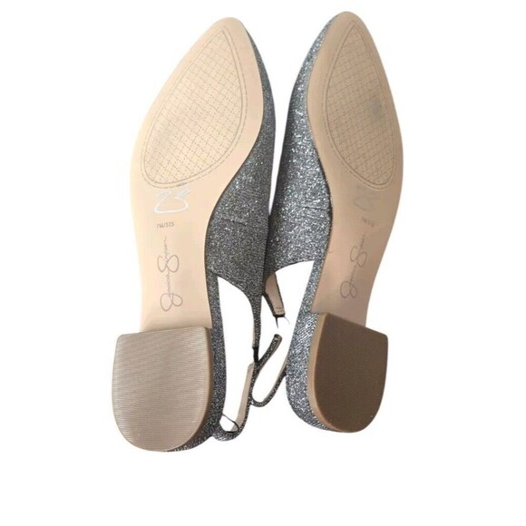 Jessica Simpson  Slingback Flat Women's 7M Silver Glitter Pointed Toe Event - Picture 5 of 7